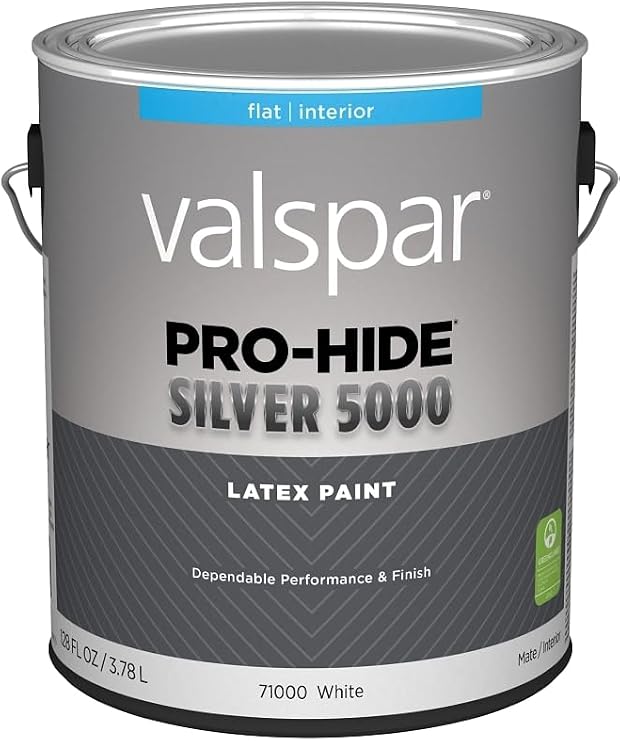 Valspar 71000 White Base Pro-Hide Silver 5000 Interior Wall Paint, Flat, 1 Gallon