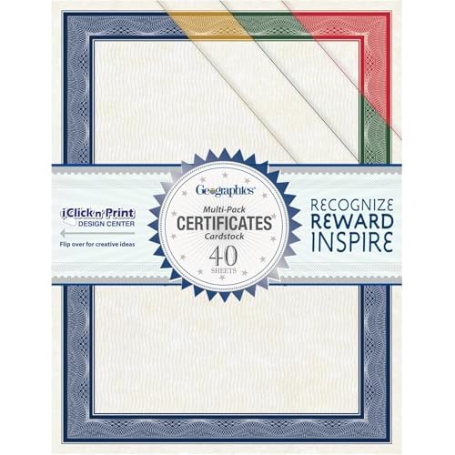 Geographics Assorted Traditional Card Stock Certificates,8.5 x 11, 40Pack 48669