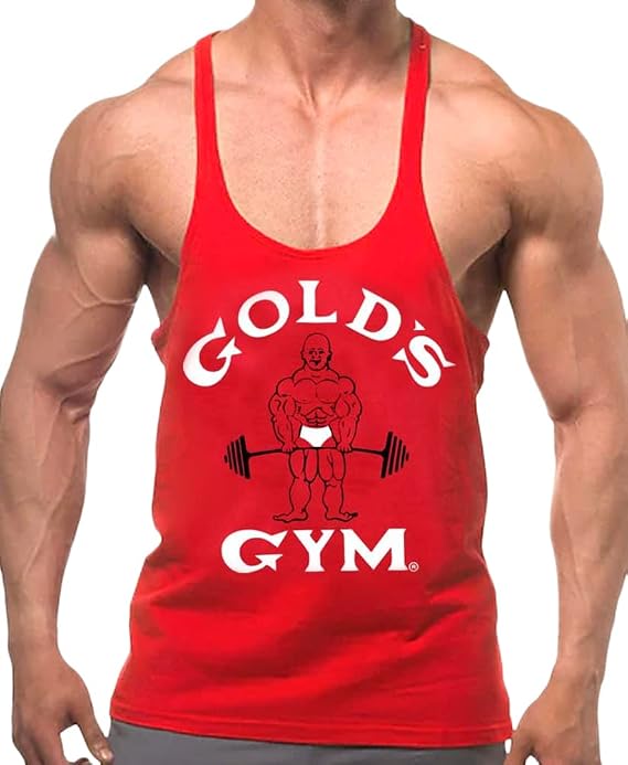 Gold's Gym Tank Top Stringer- Official Licensed - ST-2 (S, Red)