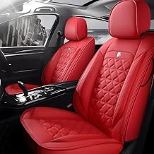 otoez Leather Car Seat Covers Full Set, Automotive Seat Cover 5 Seats Waterproof Seat Cushion Protector Universal Fit Most Cars Sedens Trucks Suvs, Red