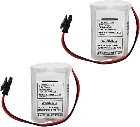 (2-Pack 3HAC051036-001 3.6V 7200mAh Battery for Robot IRB120 High Capacity Battery