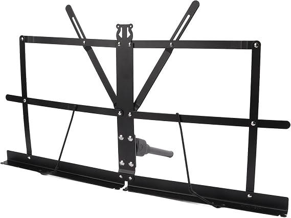 Folding Sheet Music Stand, Compact Foldable Desktop Stand Holder for Musicians, Students, Teachers, Home Practice, Studio Use (Black)