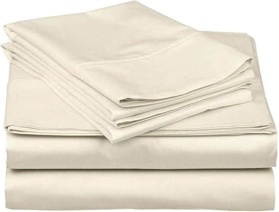 Extra Deep Pocket Sheets 4 Piece Sheet Set 600 Thread Count Bed Sheets Set -Super Deep Bed Sheets fits 18" to 24" Mattress Hotel Ultra Deep Bed Sheets 4 PCs (California King,Ivory Solid)