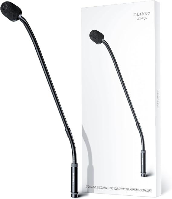 MRSDY Gooseneck Microphone, 23 Inch DJ Microphone for Audio Mixer, Professional XLR Wired Dynamic Mic, Extended Black Metal Noise Reduction Mic, Supports 360 Rotation and Bending