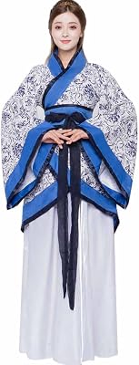 QYUU Womens Chinese Hanfu Dress Ancient Traditional Costume Outfit Stage Performance Wear 4# Blue and White Porcelain, L