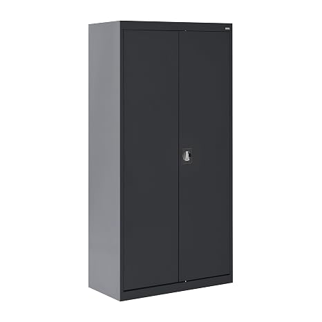 Sandusky EA4R362472-09 Wielded Steel Elite Storage Cabinet with Adjustable Shelves, Locking Handle, 24"D x 36"W x 72"H, Black
