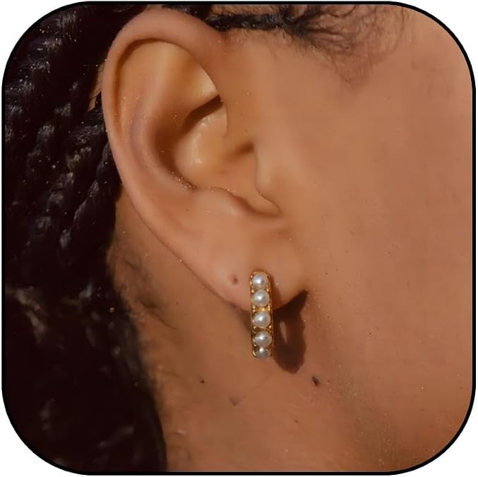 Pearl Earrings for Women Prom Earrings Dainty Formal Pearl Earring Bride Wedding Gold Pearls Drop Earring Pearls Jewelry for Women Trendy 2025
