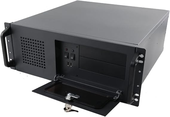 Server Chassis 4U Network Cabinet Case, Server Mount Rack Enclosure Rackmount Case with Locking Door Side Panels 7x3.5 HDD Drive Bays 7 PCI Slots, with 120mm Fan, Size 450x430x177mm