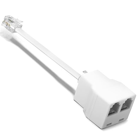Uvital Phone Line Splitter 1 in 2 Out, Telephone Adapter 2 Way-1 Pack White