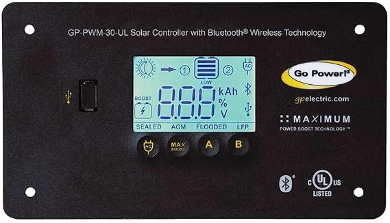 Go Power! GP-PWM-30-UL BlueTooth 30 Amp Solar Regulator