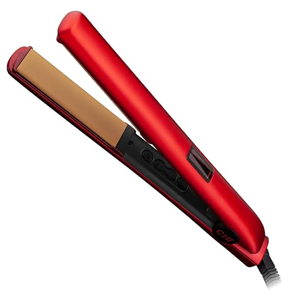 CHI Original Digital Ceramic Hair Straightener 1", Hairstyling Iron, Delivers Shiny Smooth Results, Even Heat for Less Damage, Ruby Red