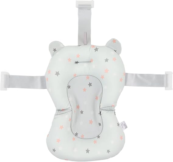 Baby Bath Cushion Pad Floating Foldable Adjustable Infant Bath Supporter Newborn Nonslip Bathtub Mat Infant Bath Supporter (Light Blue Stars)