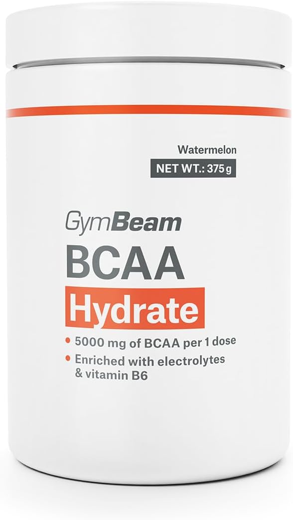GymBeam BCAA Pulver - Aminosäuren Pulver mit BCAA Hydrate Elektrolyten & Vitamin B6 angereichert mit Kokosnusswasserpulver unterstützt Muskelfunktion & Energiestoffwechsel (375 g Wassermelone)