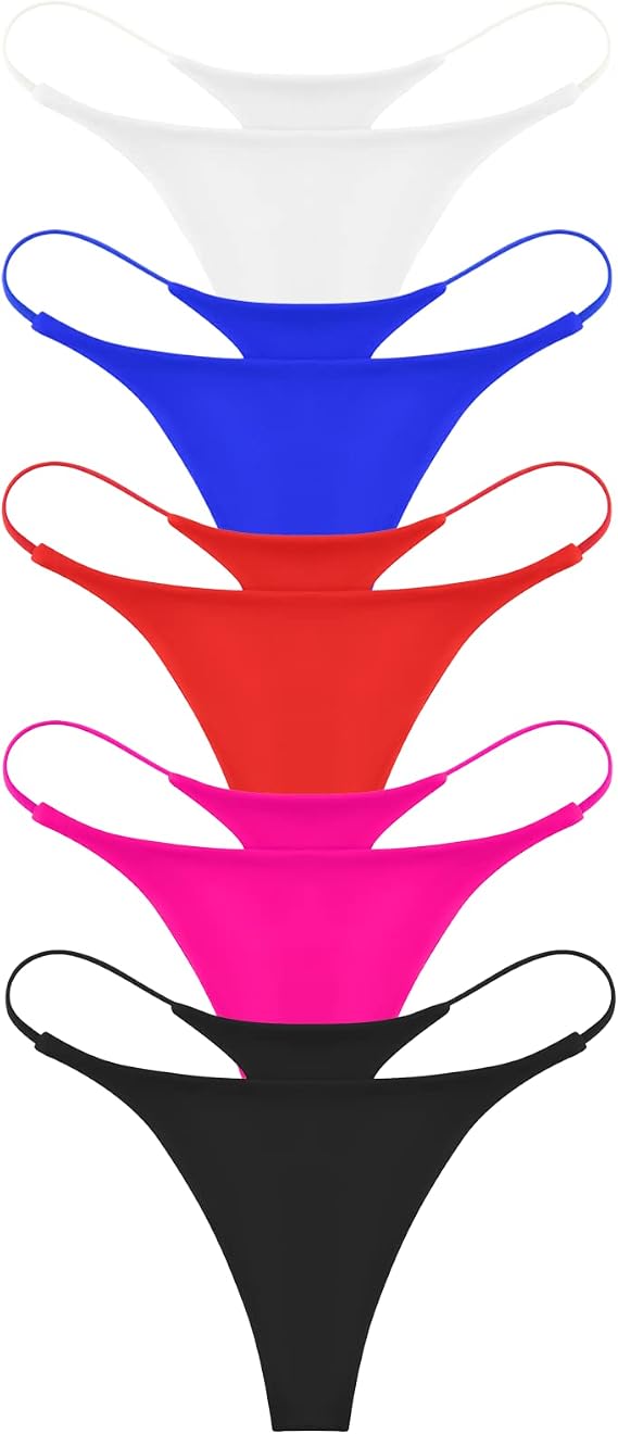 ETAOLINE Women's Thong Bikini Cheeky Bottom Solid G String Panties
