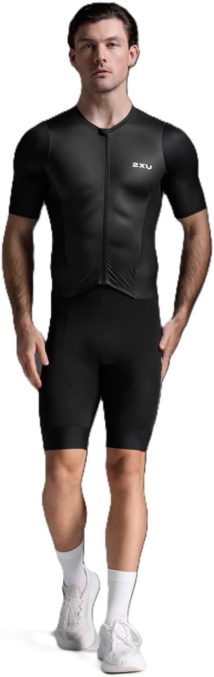 2XU Mens Aero Hex Sleeved Trisuit Black/White