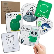 Home Zone Living Kitchen Trash and Recycling Combo Assorted Magnetic Sticker Set, 3.94 inch x 3.94 inch, 6-Pack Total of Assorted Magnetic Stickers
