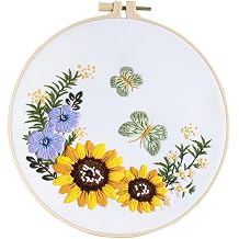 Asmoothread Sunflower Embroidery Kit for Beginners Adults with Pattern Stamped, Cross Stitch Kits, Beginner Embroidery Starter Kit Including Embroidery Hoop, Color Threads