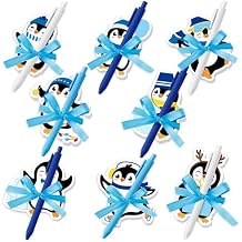 Xqumoi Winter Penguin Sticky Notes with Pen Gift Set - 24 Set Christmas Polar Animal Self Sticky Writing Memo Notepads Ballpoint Pens Mesh Bag Party Favors School Classroom Rewards Office Supplies