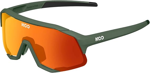 KOO Demos Sunglasses I Performance Eyewear for Road, MTB Cyclists & Cyclocross Sports - Green Matt Orange