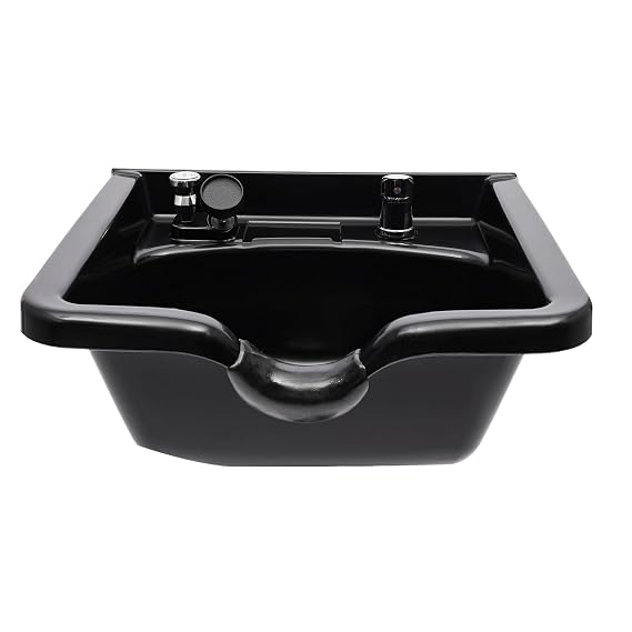 Shampoo Bowl, Black ABS Plastic Shampoo Sink, Backwash Sink Shampoo Basin Hair Sink for Spa, Salons, Stylists & Barber Shops with All Installation Hardware