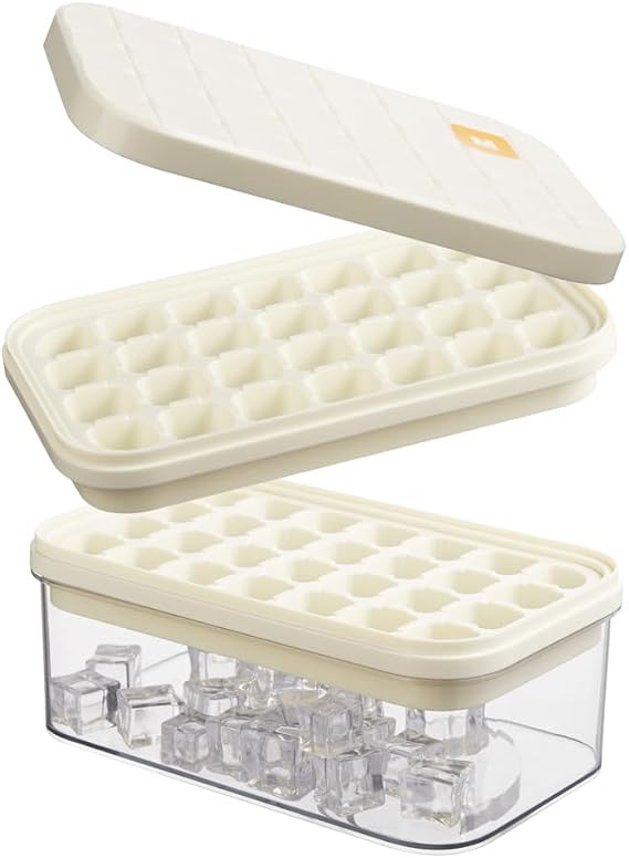 Brigii Ice Cube Tray with Lid & Storage Bin, 56 Cubes Ice Trays for Freezer