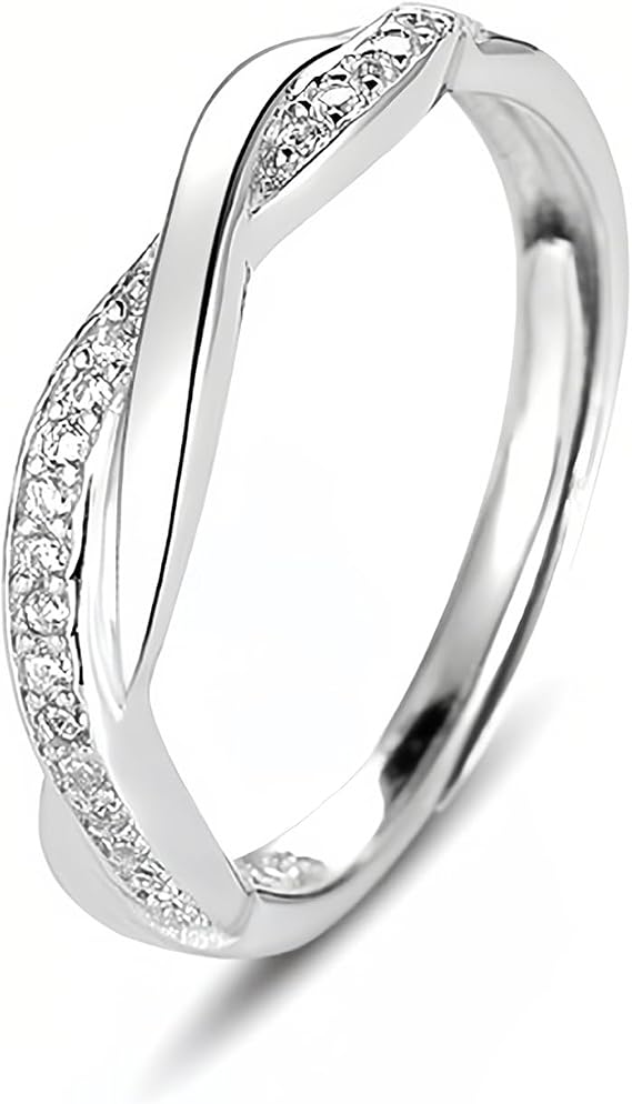 SSKHE Sterling Silver Rings,Adjustable Thumb Rings For Women Girls,Cubic Zirconia Eternity Wedding Promise Ring,Double Infinity Knot Cubic Zirconia Promise Rings For Women,With Jewellery Box