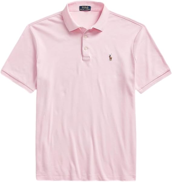 POLO RALPH LAUREN Men's Medium Fit Interlock Pony Shirt, CarmelPinkSigPony, L
