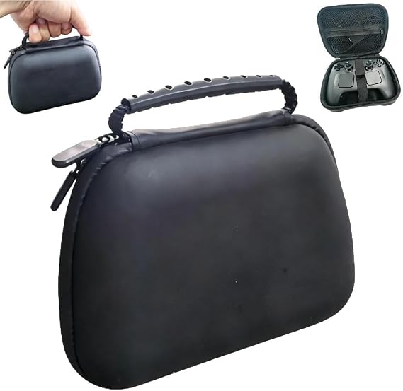 For Steamコントローラー2 専用 ハードケース 防水・耐衝撃 PU+EVA製 収納バッグ ジッパーポケット 固定ベルト 持ち運び ハンドル付き 付き ブ