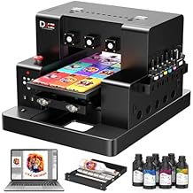 DXZ Upgraded A3 UV Printer with L805 6-Color Printhead, Vacuum Platform & White Ink System High-Resolution Flatbed Printing for Phone Cases, Bottles, Wood & More (Black, A3 UV Printer+Laptop)