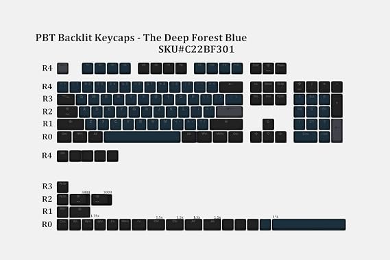 KPREPUBLIC taihao pbt Double Shot keycaps for DIY Gaming Mechanical Keyboard Backlit Caps OEM Profile Light Through Deep Forest Blue Green (D Forest Blue x1)