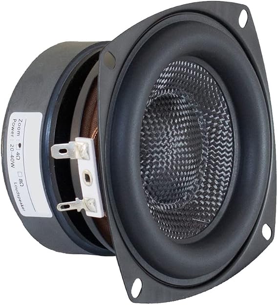 1 PC 4 Inch 50W Super Subwoofer Woofer Bass Raw Speaker Driver 4 Ohm 8Ohm Fiberglass Braided Basin (Color : Square, Size : 8Ohm)
