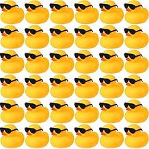 Chivao 36 Pcs Mini Rubber Ducks with 36 Sunglasses Rubber Ducks in Bulk Bathtub Duckies Toys for Kids Christmas Valentine Gifts Birthday Party Favors Cruise(Duck with Sunglasses)