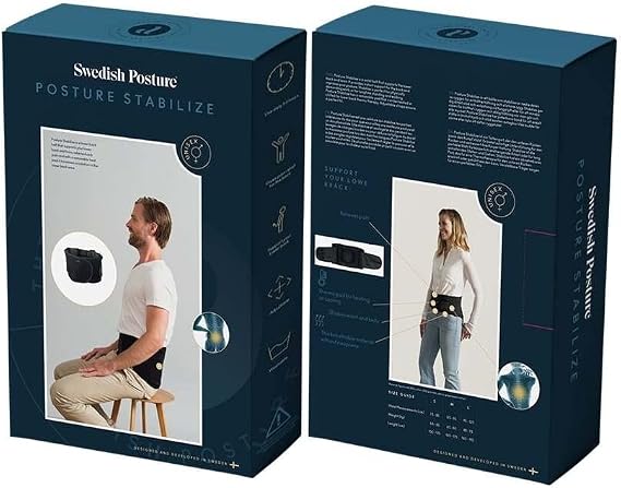 Stabilize Lower Back Support Belt - Relieves Back Pain - Supports Lower Back and Torso - Prevents Slouching Slumping or Hunching - with Removable Pad for Heat or Cold Therapy