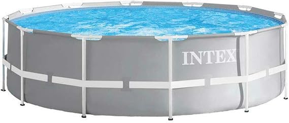 """Intex 26716NP Prism Frame Round PremiumDetachable Swimming Pool Set, Includes A cartridge filter, drain plug, and safety ladder - Measures 366 x 99 cm"""
