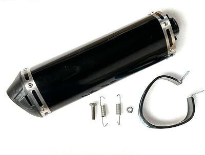 Universal 1 Exhaust Muffler Pipe Black Triangle Style Slip On with Silencer For 47cc 49cc 125cc 150cc Motorcycle Scooter ATV