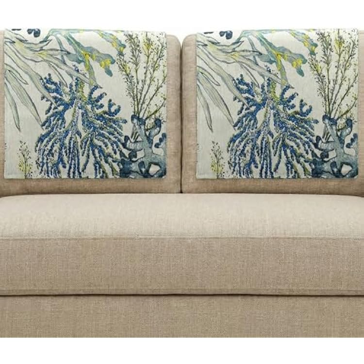 Breling 2 Pieces Headrest Protector Covers for Recliner Chair with Plant Print Linen Chair Sofa Slipcover Couch Head Cover Furniture Protectors