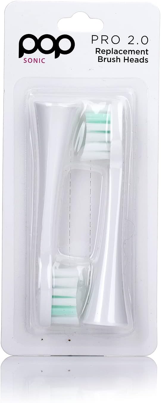 Pop Sonic Replacement Toothbrush Heads - Pro 2.0 Sonic (Pack of 2) - Toothbrush Head w/Super Soft Dupont Tynex Nylon Bristles
