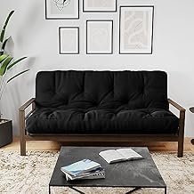 Royal Sleep Products by The Futon Factory 8 inch Memory Foam Futon Mattress - Cover - Size - CertiPUR Certified Foams - Made in The USA (Frame Not Included) (Black, Full)