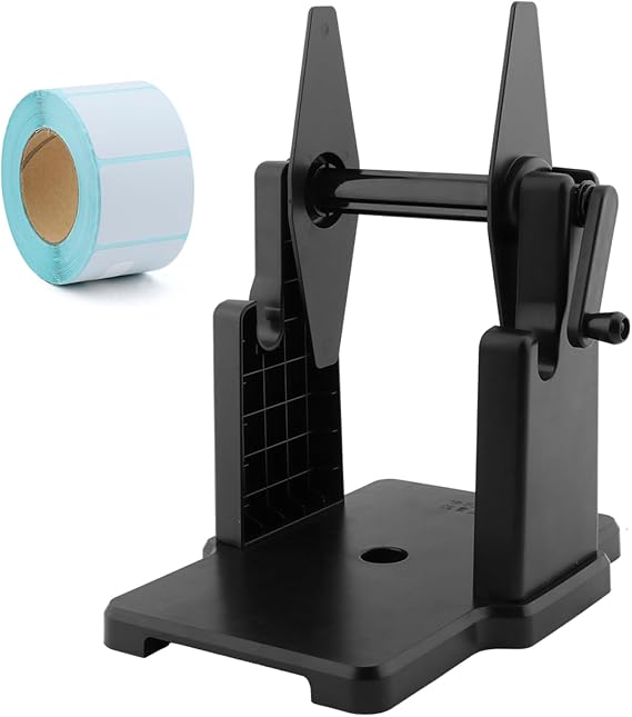 Label Holder, Thermal Label Holder for Rolls and Fanfold Labels Label with 800pcs Stickers, Shipping Label Stand DesktopThermal Label Printer Accessory for Home, Office (Black)