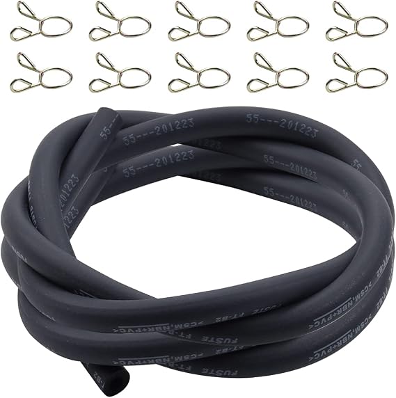 5.5mm Fuel Line (ID 5.5mm * OD 10mm) 1/5 Inch Gas Tube Fuel Hose 5 Feet with 10pcs Clamps for ATV Quad Pit Dirt Bike Go Kart Moped Pocket Bike Motorcycle