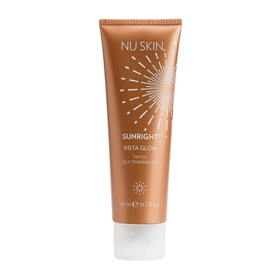 Nu Skin Sunright Insta Glow Self Tanner Gel | Face & Body | 4.2 oz | Streak-free formula with Vitamin E, Avocado Oil & DHA | Smooth, even application for natural-looking results | Fast-drying