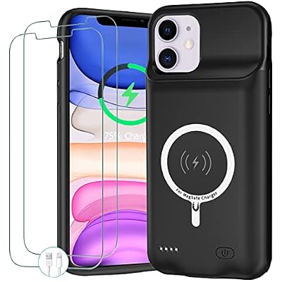 Battery Case for iPhone 11, Upgraded 10000mAh Portable Protective Charging Case with Wireless Charging Compatible with iPhone 11 6.1 inch Rechargeable Battery Pack Charger Cover with Carplay Black