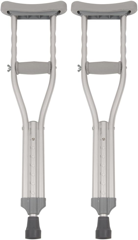 PCP Aluminum Crutches, Push Button Adjustable Height, Lightweight, 1 Pair, Kids Child Size (4'0" to 4'6")