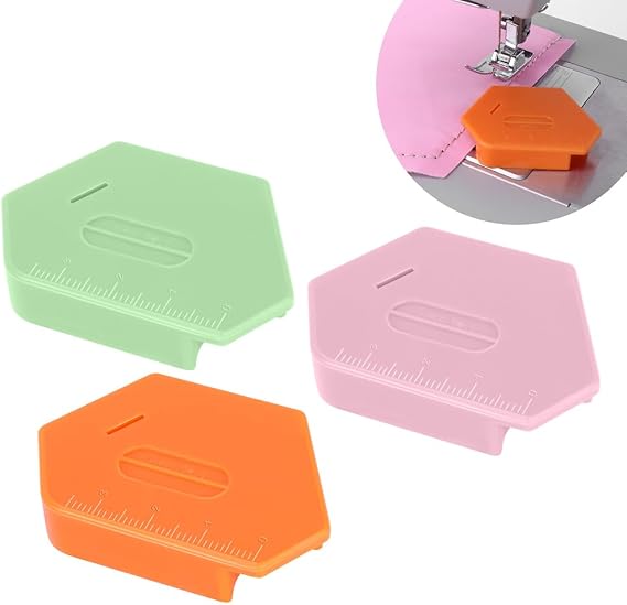 3 Pack Magnetic Seam Guide for Sewing Machine,Multifunctional Polygonal Hemmer Guide with Scale,Universal Sewing Quilting Supplies Accessories Tools(3 Color)
