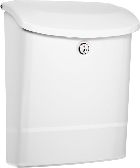 Parkside Locking Wall Mount Mailbox, Letterbox, Postbox White