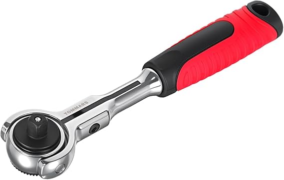 TOMMARS Swivel Head 1/4" Drive Ratchet Roto Socket Wrench Hand Tool