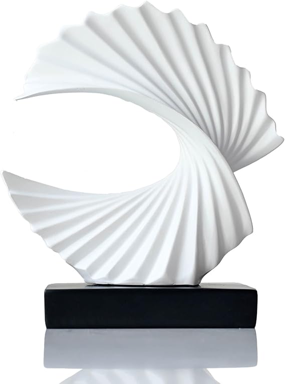 Modern White Ocean Wave Sculpture Abstract Resin Statues for Home Decor, Elegant Coffee Table Decor for Living Room, Unique Home Decor Accents & Art Deco Decor for Office, Shelf, or Entryway