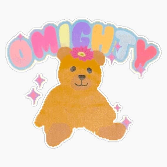 omighty Teddy Bear Design Window Bumper Sticker Decal 5"