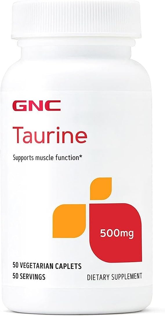 GNC Taurine 500mg, 50 Caplets, Supports Muscle Function