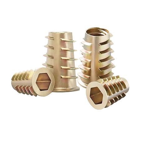 Qrity 20 Pcs Threaded Inserts, Threaded Inserts for Wood M4x8mm, Zinc Alloy Threaded Insert Nuts, Interface Hex Socket Drive | Wood Insert Nuts, Repair for Cabinets, Cork & Wooden Toys